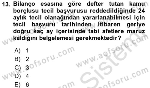 Vergi İcra Hukuku Dersi 2017 - 2018 Yılı (Vize) Ara Sınav Soruları 13. Soru