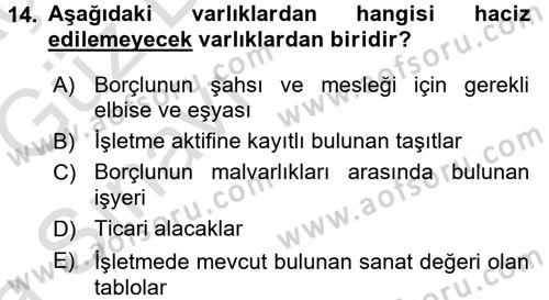 Vergi İcra Hukuku Dersi 2017 - 2018 Yılı (Vize) Ara Sınav Soruları 14. Soru