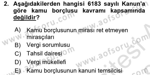Vergi İcra Hukuku Dersi 2017 - 2018 Yılı (Vize) Ara Sınav Soruları 2. Soru