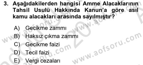 Vergi İcra Hukuku Dersi 2017 - 2018 Yılı (Vize) Ara Sınav Soruları 3. Soru