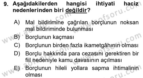 Vergi İcra Hukuku Dersi 2017 - 2018 Yılı (Vize) Ara Sınav Soruları 9. Soru