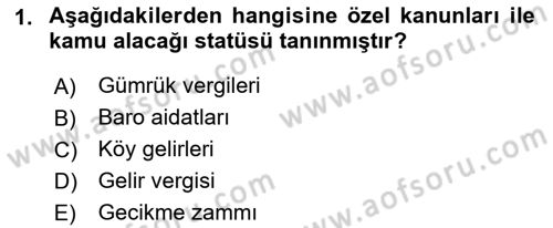 Vergi İcra Hukuku Dersi 2018 - 2019 Yılı (Vize) Ara Sınav Soruları 1. Soru