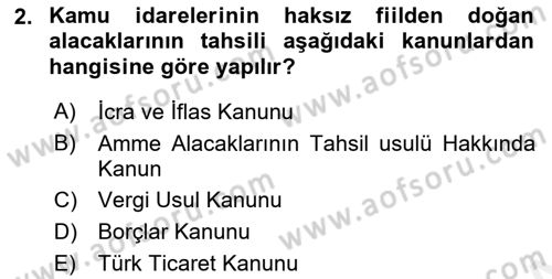 Vergi İcra Hukuku Dersi 2018 - 2019 Yılı (Vize) Ara Sınav Soruları 2. Soru