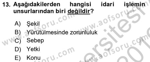 Vergi İcra Hukuku Dersi 2018 - 2019 Yılı Yaz Okulu Sınav Soruları 13. Soru