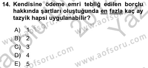 Vergi İcra Hukuku Dersi 2018 - 2019 Yılı Yaz Okulu Sınav Soruları 14. Soru