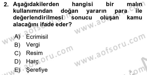 Vergi İcra Hukuku Dersi 2018 - 2019 Yılı Yaz Okulu Sınav Soruları 2. Soru