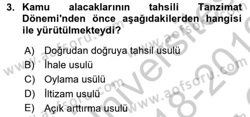 Vergi İcra Hukuku Dersi 2018 - 2019 Yılı Yaz Okulu Sınav Soruları 3. Soru