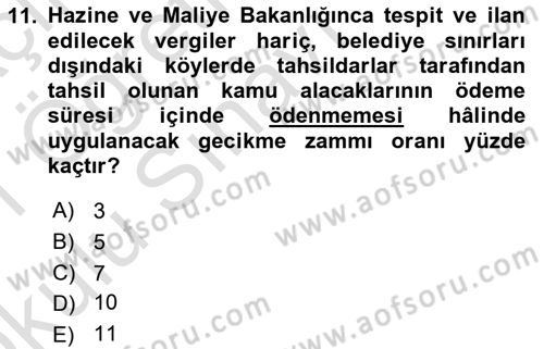 Vergi İcra Hukuku Dersi 2020 - 2021 Yılı Yaz Okulu Sınav Soruları 11. Soru