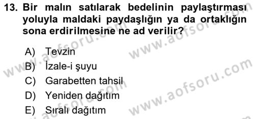 Vergi İcra Hukuku Dersi 2020 - 2021 Yılı Yaz Okulu Sınav Soruları 13. Soru
