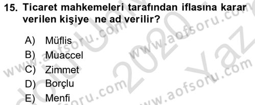 Vergi İcra Hukuku Dersi 2020 - 2021 Yılı Yaz Okulu Sınav Soruları 15. Soru