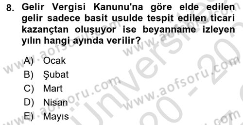 Vergi İcra Hukuku Dersi 2020 - 2021 Yılı Yaz Okulu Sınav Soruları 8. Soru
