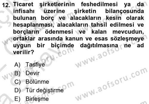 Vergi İcra Hukuku Dersi 2021 - 2022 Yılı (Vize) Ara Sınav Soruları 12. Soru