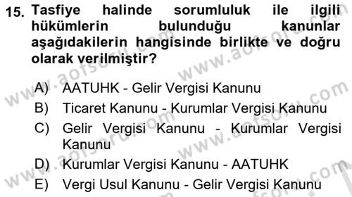 Vergi İcra Hukuku Dersi 2021 - 2022 Yılı (Vize) Ara Sınav Soruları 15. Soru