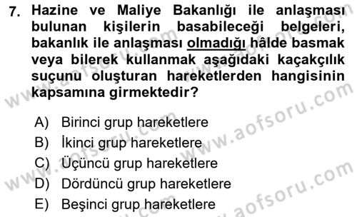 Vergi İcra Hukuku Dersi 2021 - 2022 Yılı (Vize) Ara Sınav Soruları 7. Soru
