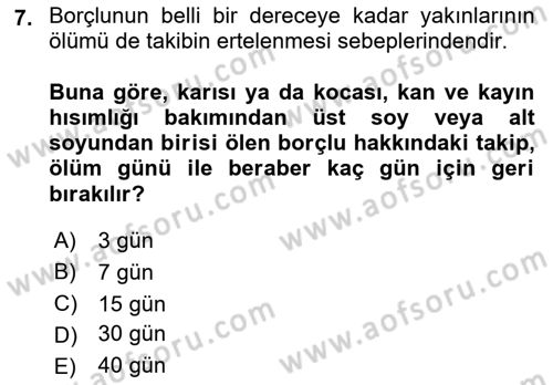 Vergi İcra Hukuku Dersi 2021 - 2022 Yılı (Final) Dönem Sonu Sınav Soruları 7. Soru