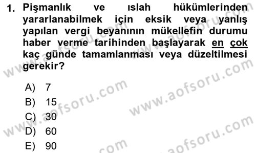 Vergi İcra Hukuku Dersi 2021 - 2022 Yılı Yaz Okulu Sınav Soruları 1. Soru
