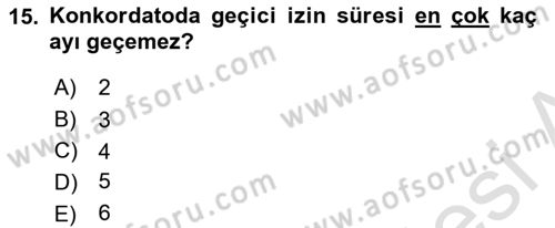 Vergi İcra Hukuku Dersi 2021 - 2022 Yılı Yaz Okulu Sınav Soruları 15. Soru