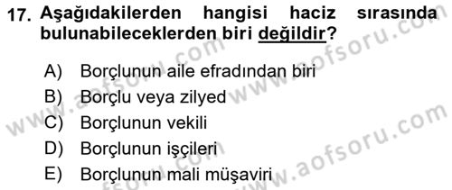 Vergi İcra Hukuku Dersi 2021 - 2022 Yılı Yaz Okulu Sınav Soruları 17. Soru