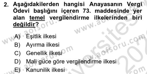 Vergi İcra Hukuku Dersi 2021 - 2022 Yılı Yaz Okulu Sınav Soruları 2. Soru