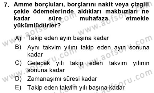 Vergi İcra Hukuku Dersi 2021 - 2022 Yılı Yaz Okulu Sınav Soruları 7. Soru