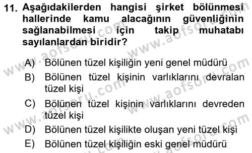 Vergi İcra Hukuku Dersi 2022 - 2023 Yılı (Vize) Ara Sınav Soruları 11. Soru
