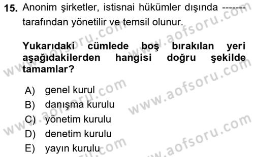 Vergi İcra Hukuku Dersi 2022 - 2023 Yılı (Vize) Ara Sınav Soruları 15. Soru