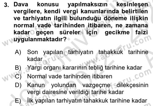 Vergi İcra Hukuku Dersi 2022 - 2023 Yılı (Vize) Ara Sınav Soruları 3. Soru