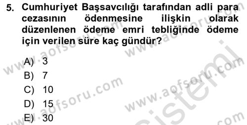 Vergi İcra Hukuku Dersi 2022 - 2023 Yılı (Vize) Ara Sınav Soruları 5. Soru