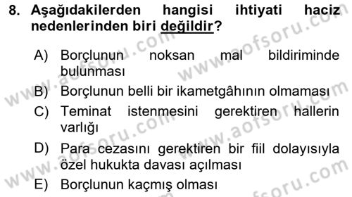 Vergi İcra Hukuku Dersi 2022 - 2023 Yılı (Vize) Ara Sınav Soruları 8. Soru