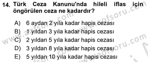 Vergi İcra Hukuku Dersi 2022 - 2023 Yılı (Final) Dönem Sonu Sınav Soruları 14. Soru