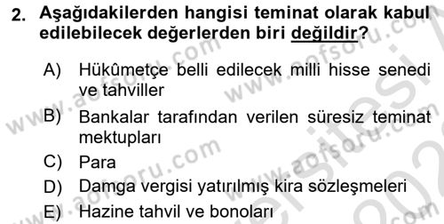Vergi İcra Hukuku Dersi 2022 - 2023 Yılı (Final) Dönem Sonu Sınav Soruları 2. Soru