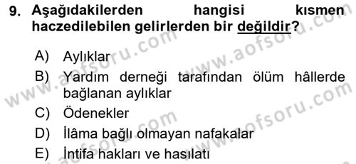 Vergi İcra Hukuku Dersi 2022 - 2023 Yılı (Final) Dönem Sonu Sınav Soruları 9. Soru