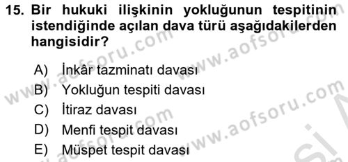 Vergi İcra Hukuku Dersi 2022 - 2023 Yılı Yaz Okulu Sınav Soruları 15. Soru