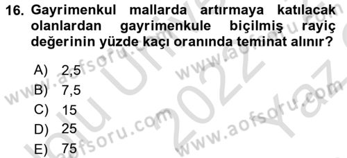 Vergi İcra Hukuku Dersi 2022 - 2023 Yılı Yaz Okulu Sınav Soruları 16. Soru