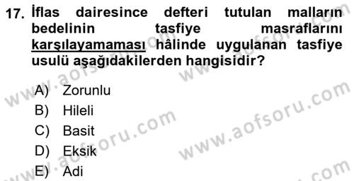 Vergi İcra Hukuku Dersi 2022 - 2023 Yılı Yaz Okulu Sınav Soruları 17. Soru