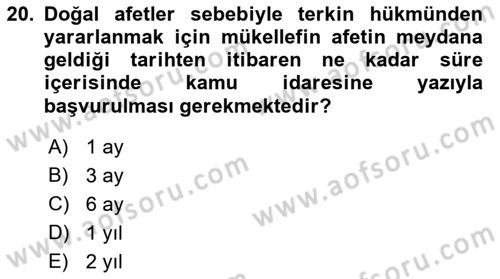 Vergi İcra Hukuku Dersi 2022 - 2023 Yılı Yaz Okulu Sınav Soruları 20. Soru