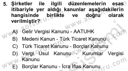 Vergi İcra Hukuku Dersi 2022 - 2023 Yılı Yaz Okulu Sınav Soruları 5. Soru