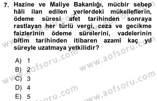 Vergi İcra Hukuku Dersi 2022 - 2023 Yılı Yaz Okulu Sınav Soruları 7. Soru