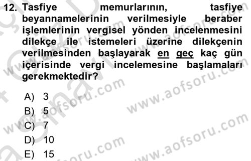 Vergi İcra Hukuku Dersi 2023 - 2024 Yılı (Vize) Ara Sınav Soruları 12. Soru