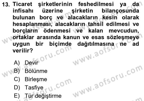 Vergi İcra Hukuku Dersi 2023 - 2024 Yılı (Vize) Ara Sınav Soruları 13. Soru