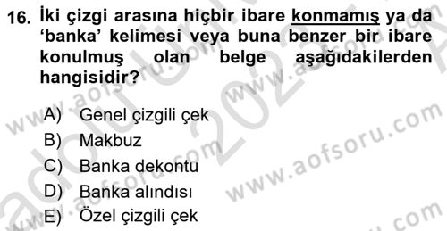 Vergi İcra Hukuku Dersi 2023 - 2024 Yılı (Vize) Ara Sınav Soruları 16. Soru