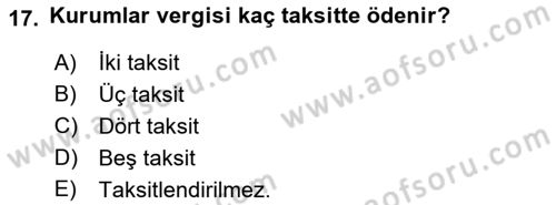 Vergi İcra Hukuku Dersi 2023 - 2024 Yılı (Vize) Ara Sınav Soruları 17. Soru