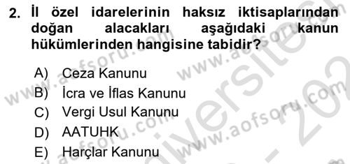 Vergi İcra Hukuku Dersi 2023 - 2024 Yılı (Vize) Ara Sınav Soruları 2. Soru