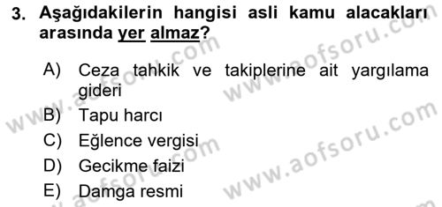 Vergi İcra Hukuku Dersi 2023 - 2024 Yılı (Vize) Ara Sınav Soruları 3. Soru