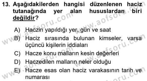 Vergi İcra Hukuku Dersi 2023 - 2024 Yılı (Final) Dönem Sonu Sınav Soruları 13. Soru
