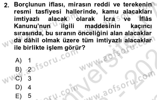 Vergi İcra Hukuku Dersi 2023 - 2024 Yılı (Final) Dönem Sonu Sınav Soruları 2. Soru