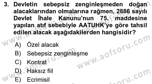 Vergi İcra Hukuku Dersi 2023 - 2024 Yılı (Final) Dönem Sonu Sınav Soruları 3. Soru