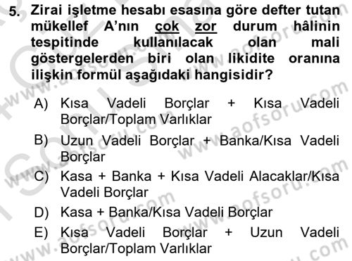 Vergi İcra Hukuku Dersi 2023 - 2024 Yılı (Final) Dönem Sonu Sınav Soruları 5. Soru