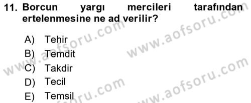Vergi İcra Hukuku Dersi 2023 - 2024 Yılı Yaz Okulu Sınav Soruları 11. Soru