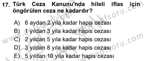 Vergi İcra Hukuku Dersi 2023 - 2024 Yılı Yaz Okulu Sınav Soruları 17. Soru